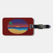 Étiquette À Bagage Plage de Sunset Tropical Palm Feuille Ocean Waves (Dos horizontal)