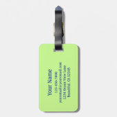 Étiquette À Bagage Plage de tongs couleur Monogramme vert (Dos Vertical)