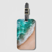 Étiquette À Bagage Plage d'eau de mer sable tropical été (Devant Vertical)