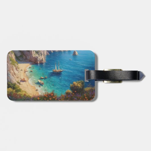 Étiquette À Bagage Plage en Grèce (Dos horizontal)