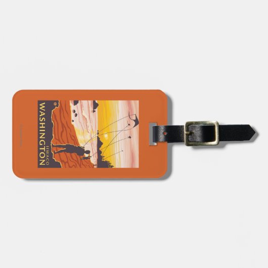 Étiquette À Bagage Plage et cerfs-volants - Ilwaco, Washington (Devant horizontal)