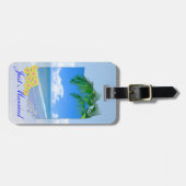 Étiquette À Bagage Plage Et Mariage Du Ciel Bleu Juste Marié (Devant horizontal)