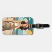 Étiquette À Bagage Plage fille 1950 (Devant horizontal)