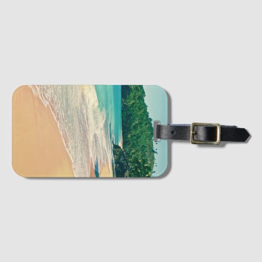 Étiquette À Bagage Plage paisible de l'île tropicale (Devant Horizontal)
