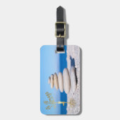 Étiquette À Bagage Plage, Pierres Zen, Silhouette Arbre D'Or (Devant Vertical)