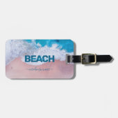 Étiquette À Bagage Plage rose tropicale Bermudes (Devant horizontal)