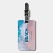 Étiquette À Bagage Plage rose tropicale Bermudes (Devant Vertical)