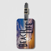Étiquette À Bagage Plage sablonneuse d'or de la vie de plage avec le (Devant Vertical)