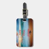 Étiquette À Bagage Plage sablonneuse tropicale de tortue de mer de (Devant Vertical)