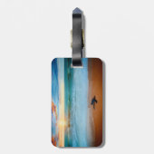 Étiquette À Bagage Plage sablonneuse tropicale de tortue de mer de (Dos Vertical)