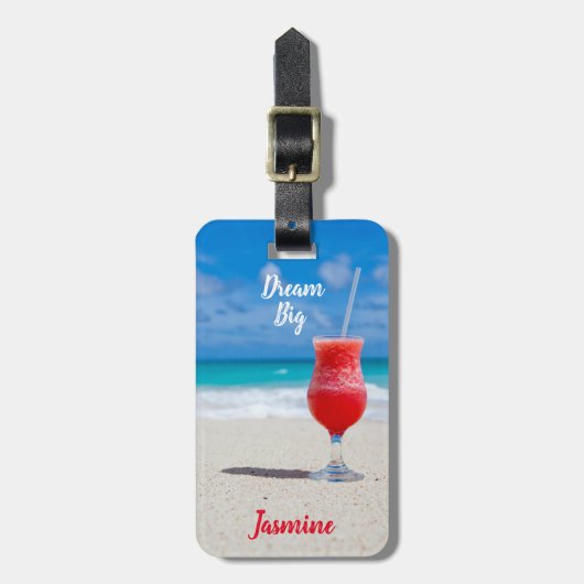 Étiquette À Bagage Plage Tropical Blue Ocean Dream Big (Devant Vertical)