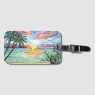 Étiquette À Bagage Plage tropicale