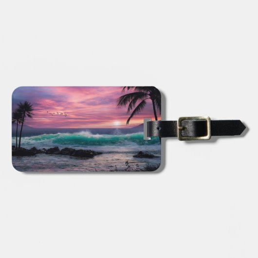 Étiquette À Bagage Plage tropicale (Devant horizontal)