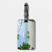 Étiquette À Bagage Plage tropicale, Chaise, Fleur hawaïenne (Dos Vertical)