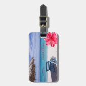 Étiquette À Bagage Plage tropicale, Chaise, Hibiscus (Devant Vertical)