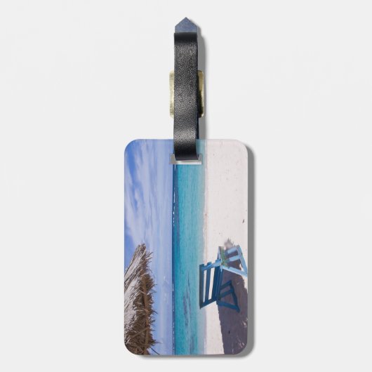 Étiquette À Bagage Plage tropicale, Chaise, Plumeria (Dos Vertical)