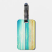 Étiquette À Bagage Plage tropicale, Ciel Bleu, Sable Océan, Dauphin (Dos Vertical)