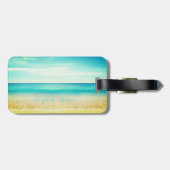 Étiquette À Bagage Plage tropicale, Ciel Bleu, Sable Océanique, Épée (Dos horizontal)