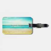 Étiquette À Bagage Plage tropicale, Ciel Bleu, Sable Océanique, Épée (Dos horizontal)
