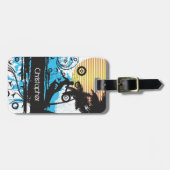 Étiquette À Bagage Plage tropicale de Grunge Surfing personnalisée (Devant horizontal)