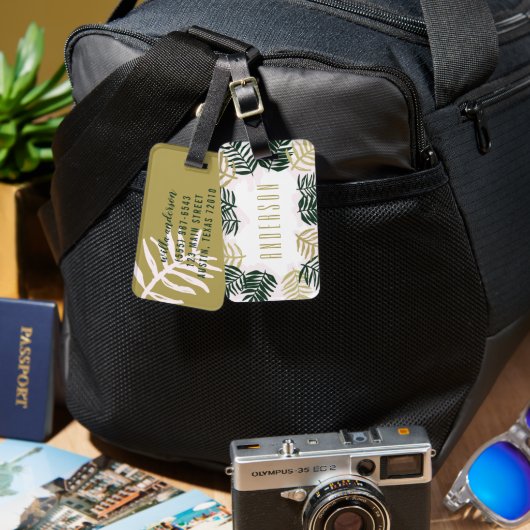 Étiquette À Bagage Plage tropicale de Palm Getaway (Recto & Verso)