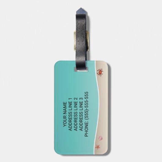 Étiquette À Bagage Plage Tropicale d'été de Chien de Papillon noir et (Dos Vertical)