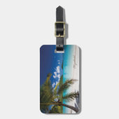 Étiquette À Bagage Plage tropicale moderne, Palmier, Sable (Devant Vertical)