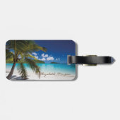 Étiquette À Bagage Plage tropicale moderne, Palmier, Sable (Dos horizontal)