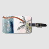 Étiquette À Bagage Plage tropicale Palm-Monogramme (Devant Horizontal)