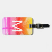 Étiquette À Bagage Plage tropicale & Palm Tree initial rose/orange (Devant horizontal)