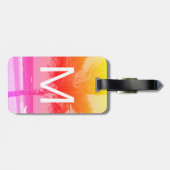 Étiquette À Bagage Plage tropicale & Palm Tree initial rose/orange (Dos horizontal)