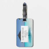 Étiquette À Bagage Plage tropicale pittoresque avec parapluie de chau (Dos Vertical)