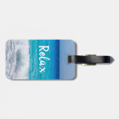 Étiquette À Bagage Plage tropicale Turquoise Blue Ocean Mousse (Dos horizontal)