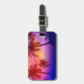 Étiquette À Bagage Plage tropicale violette au coucher du soleil (Devant Vertical)
