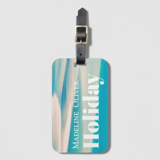 Étiquette À Bagage Plage Vacances Océan Moderne Voyage Côtier (Devant Vertical)