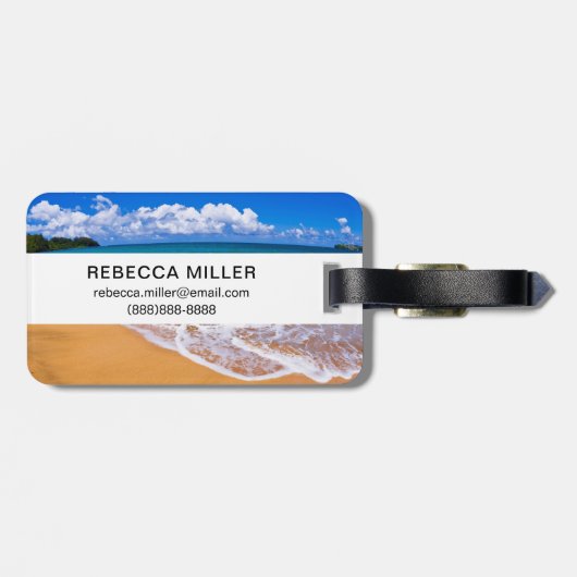Étiquette À Bagage Plage Vide Et Eaux Bleues (Dos horizontal)