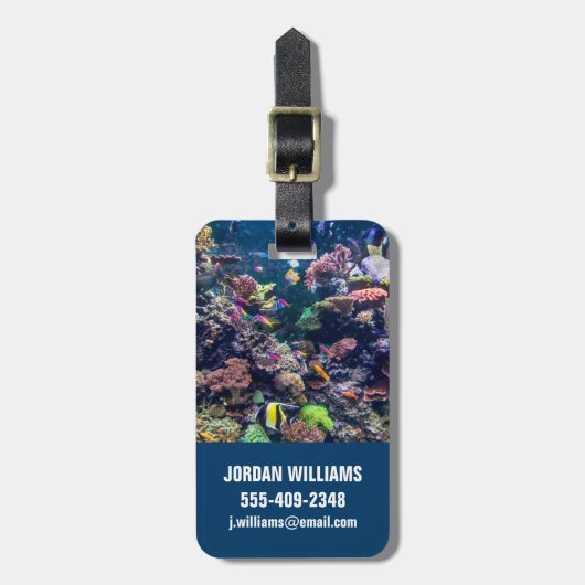 Étiquette À Bagage Plages tropicales | Corail sous-marin Reef (Devant Vertical)