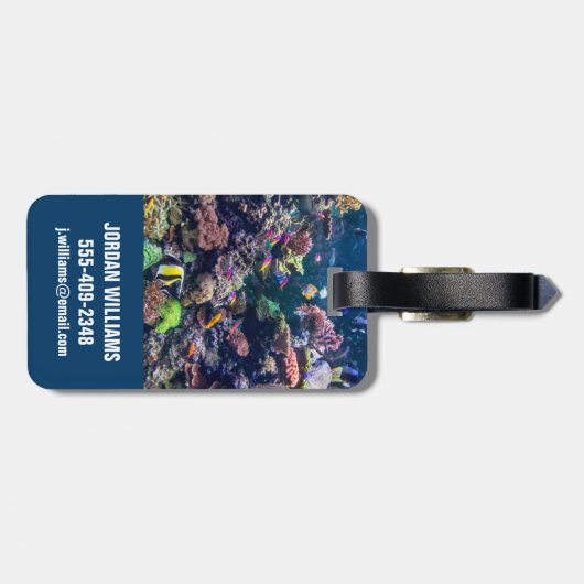 Étiquette À Bagage Plages tropicales | Corail sous-marin Reef (Dos horizontal)