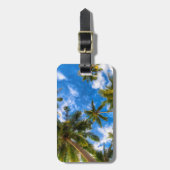 Étiquette À Bagage Plages tropicales | Palmiers sur le ciel bleu (Devant Vertical)