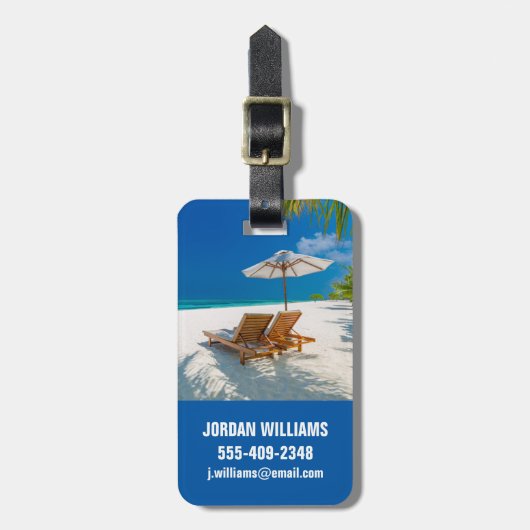 Étiquette À Bagage Plages tropicales | Plage de chaises longues Bora  (Devant Vertical)