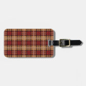 Étiquette À Bagage Plaid de pixel en rouge et or (Devant horizontal)