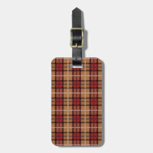 Étiquette À Bagage Plaid de pixel en rouge et or