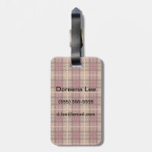 Étiquette À Bagage Plaid de pixel en rouge et or (Dos Vertical)