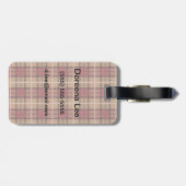 Étiquette À Bagage Plaid de pixel en rouge et or (Dos horizontal)