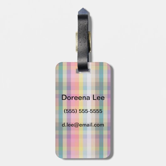 Étiquette À Bagage Plaid écossais abstrait (Dos Vertical)
