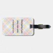 Étiquette À Bagage Plaid en pastel de rayure (Dos horizontal)