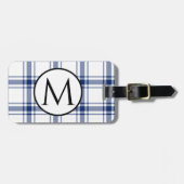 Étiquette À Bagage Plaid naval bleu et blanc (Devant horizontal)