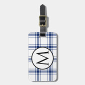 Étiquette À Bagage Plaid naval bleu et blanc (Devant Vertical)