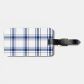Étiquette À Bagage Plaid naval bleu et blanc (Dos horizontal)