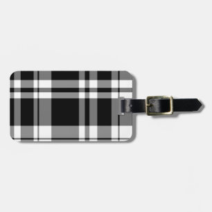 Étiquette À Bagage Plaid noir et blanc